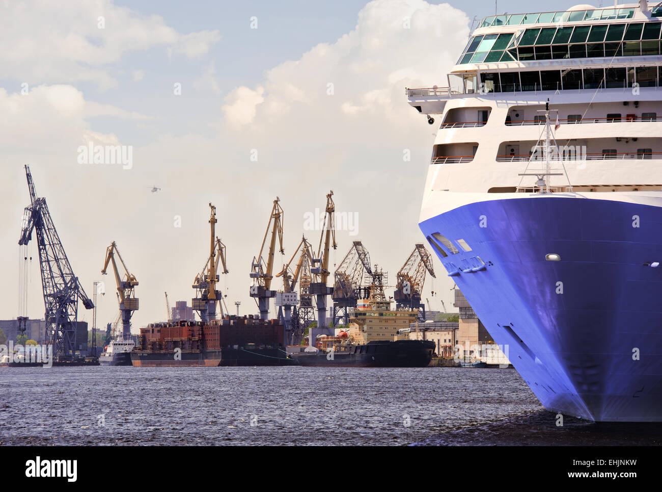 passenger ferry to the port Stock Photo