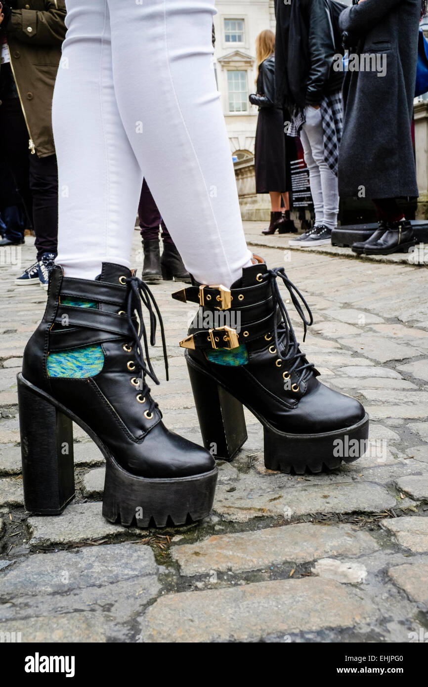 Girl wearing fashionable platform shoes, London, UK Stock Photo