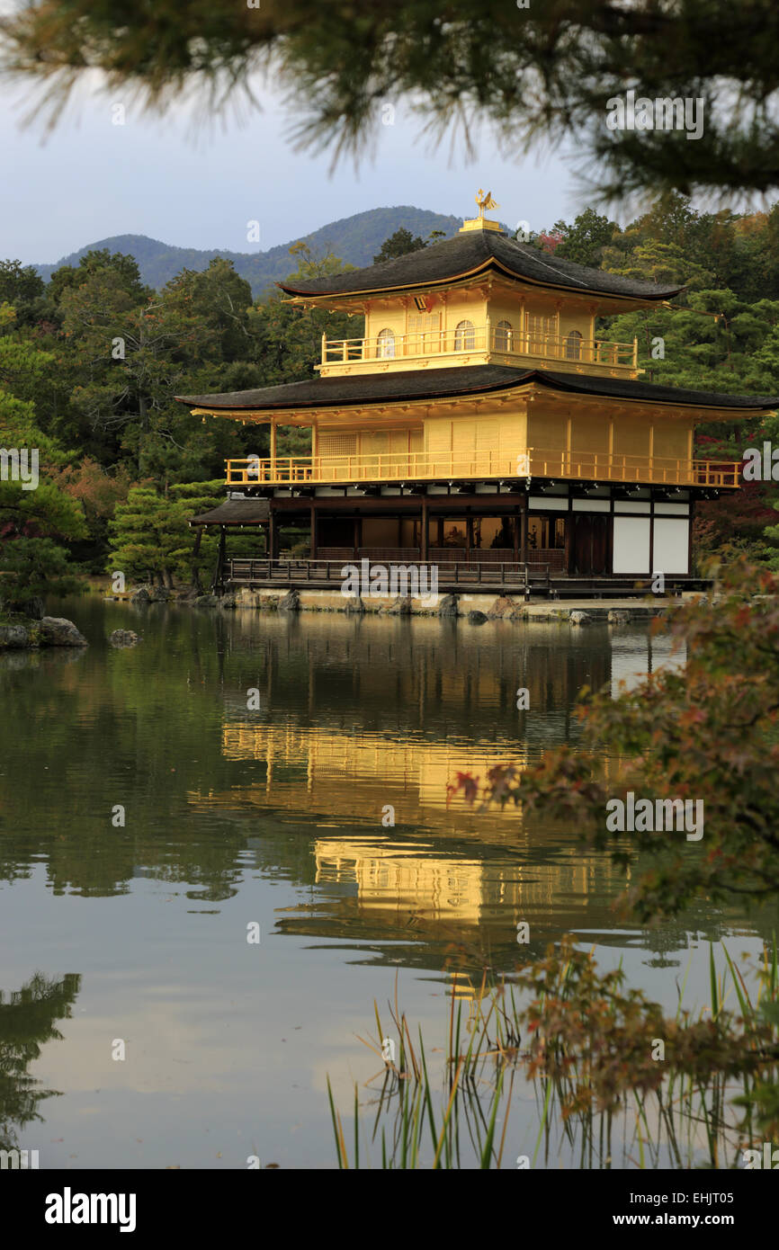 Temple of the Golden Pavilion Kinkaku-ji temple in autumn, Kyoto, Japan Stock Photo