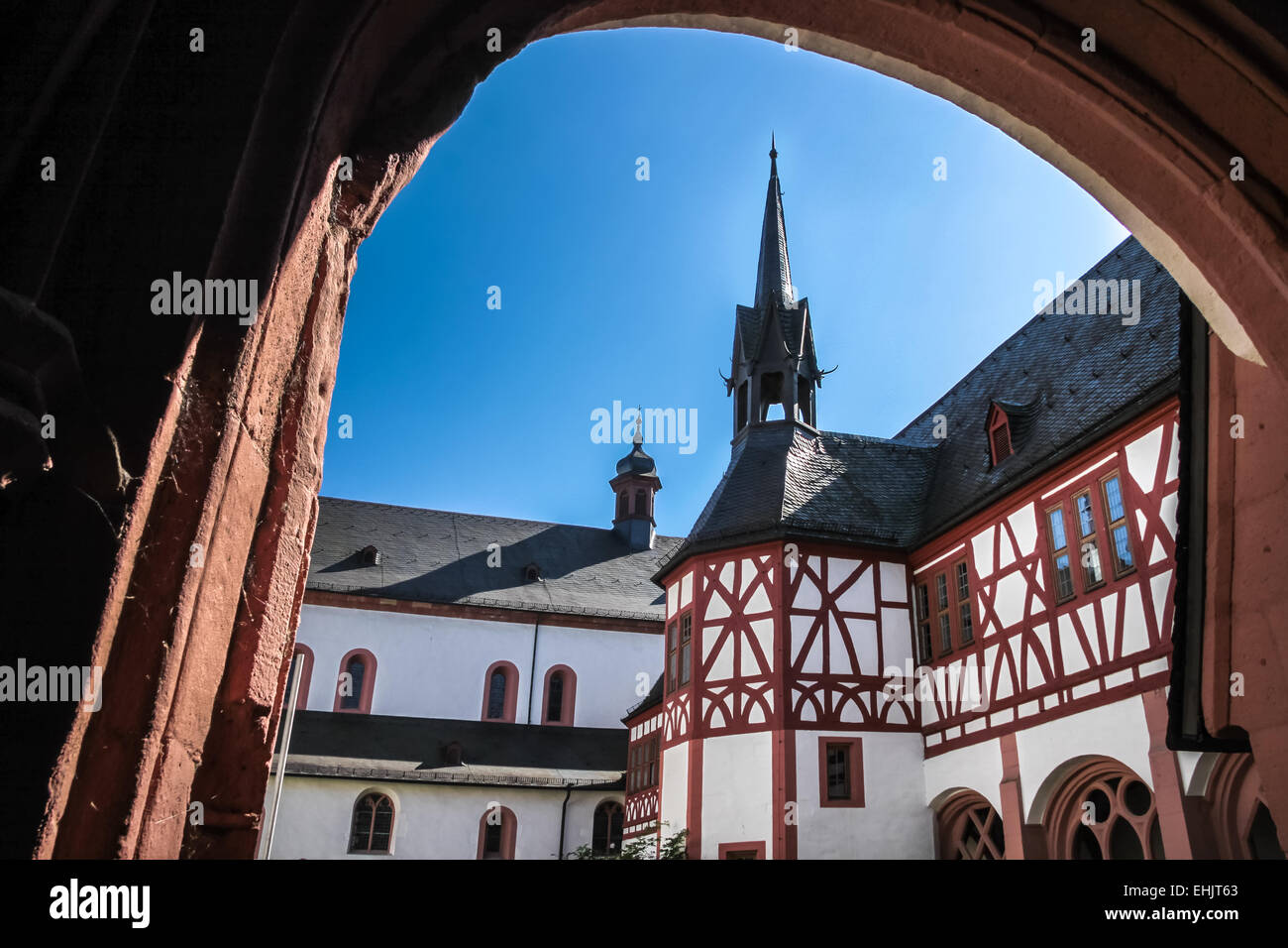Cloister of the Cistercian monastery Kiedrich, Rheingau, Hesse, Germany Stock Photo