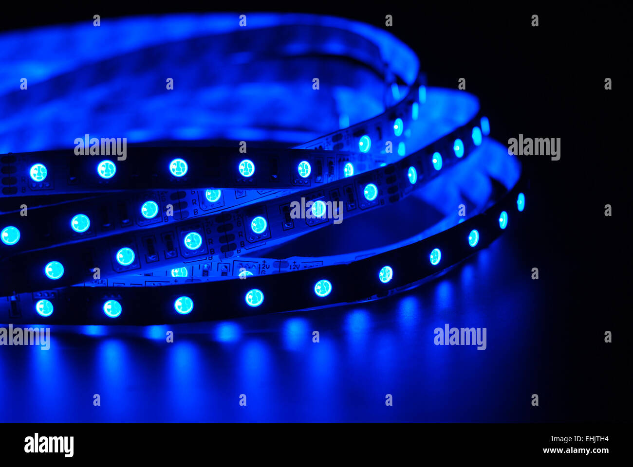 blue led stripe on the black background Stock Photo Alamy