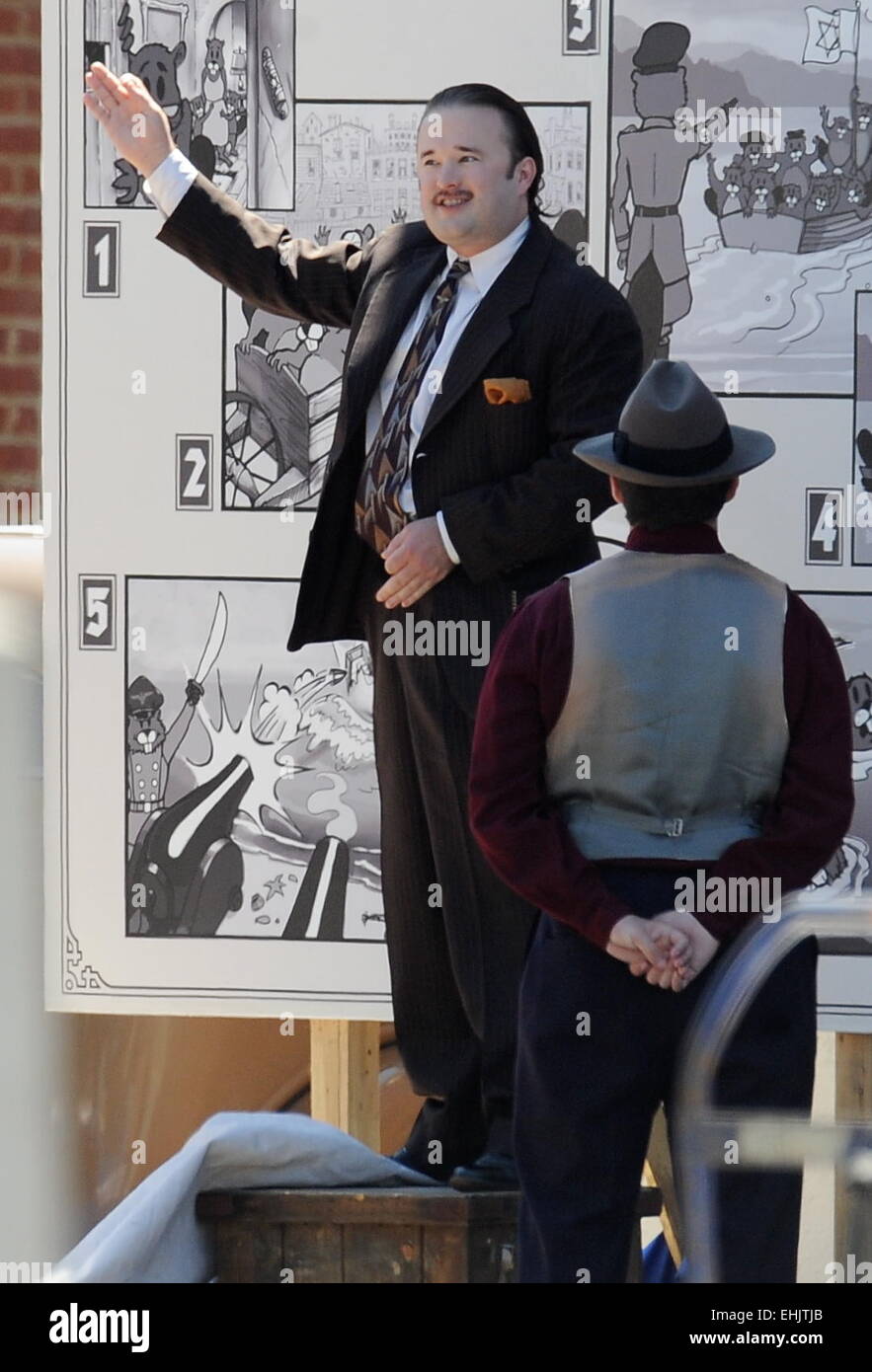 Actor Haley Joel Osment plays a nazi in the new movie 'Yoga Hosers' filming in Downtown Los Angeles Featuring: Haley Osment,Haley Joel Osment Where: Los Angeles, California, United States When: 09 Sep 2014 Stock Photo