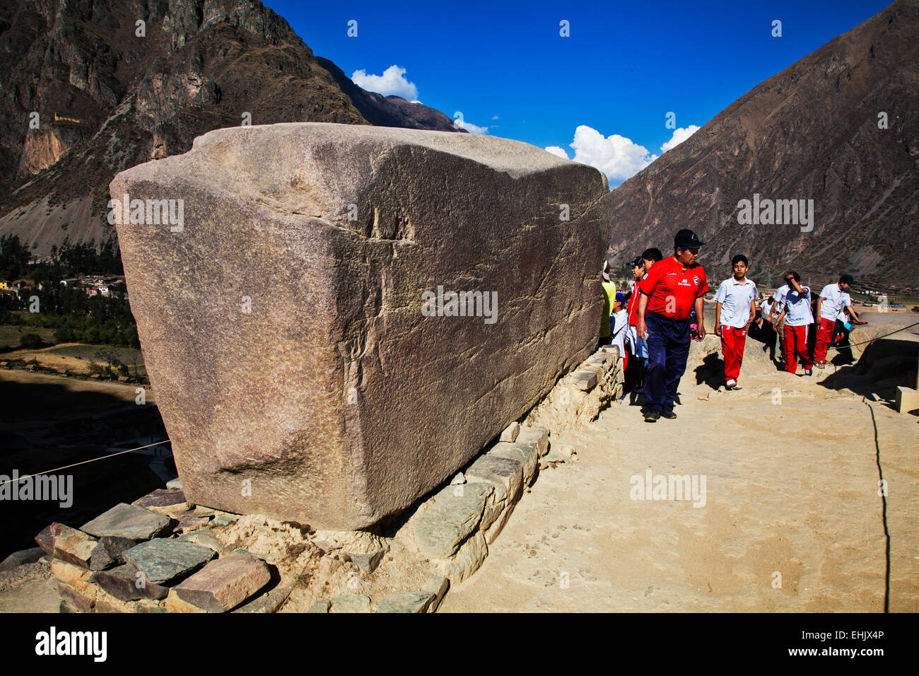 Ollantaytambo, said to be the oldest continuously occupied village in the American continent. Stock Photo