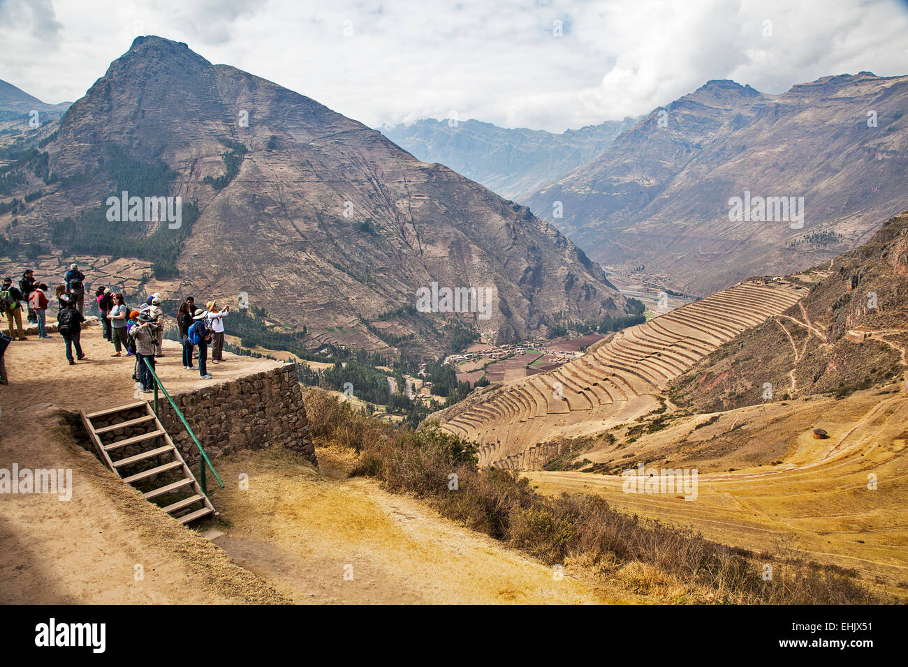 Pisac is one of  several Inca sites  near the village of Pisac in the Sacred valley  along the Urubamba valley  east of Cuzco. Stock Photo