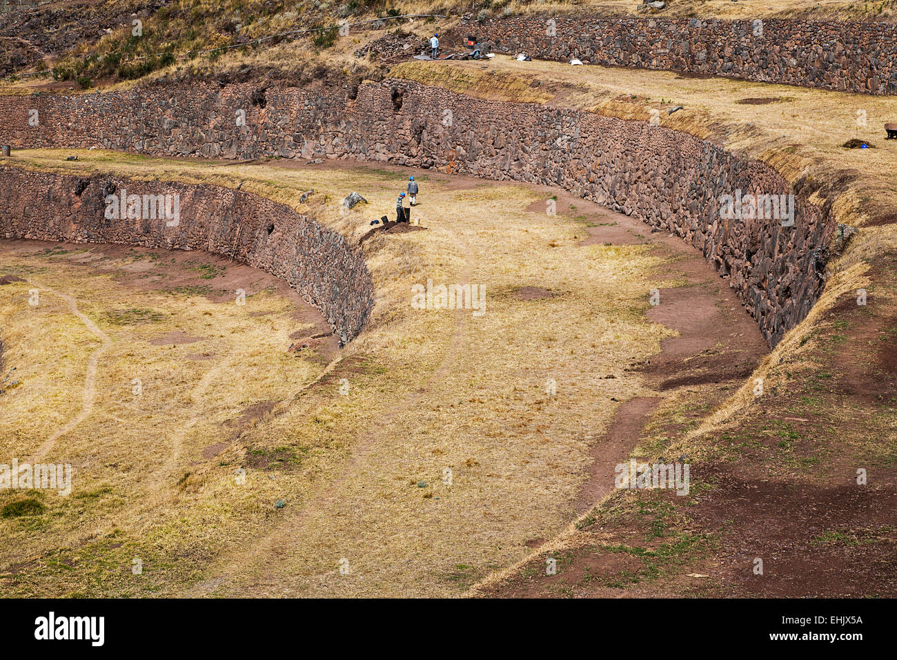 Pisac is one of  several Inca sites  near the village of Pisac in the Sacred valley  along the Urubamba valley  east of Cuzco. Stock Photo