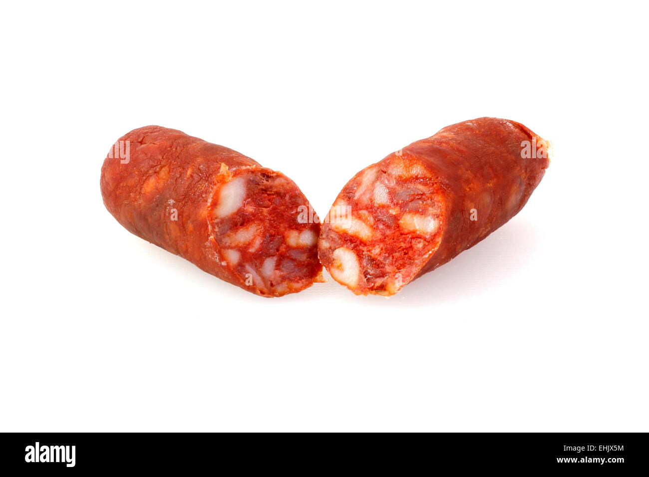 Pork sausage isolated on white food delicious red Stock Photo