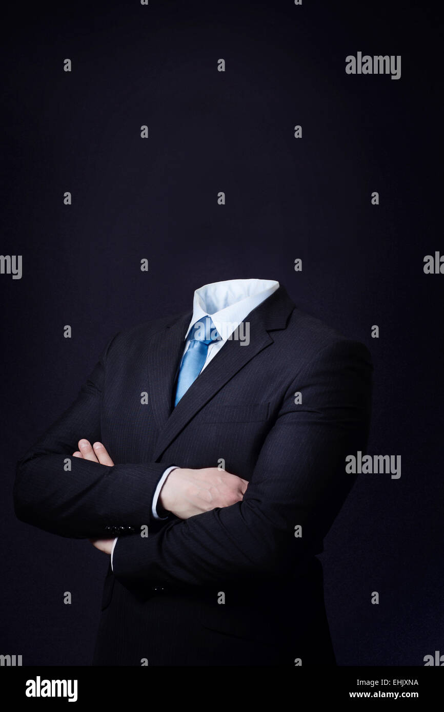 Business consept of a man with no head Stock Photo