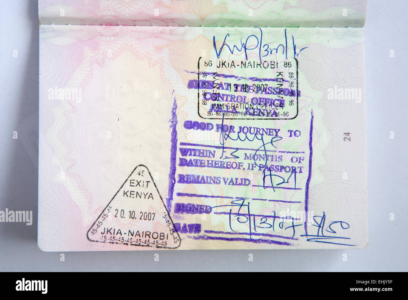 Passport Stamps Kenya Stock Photo