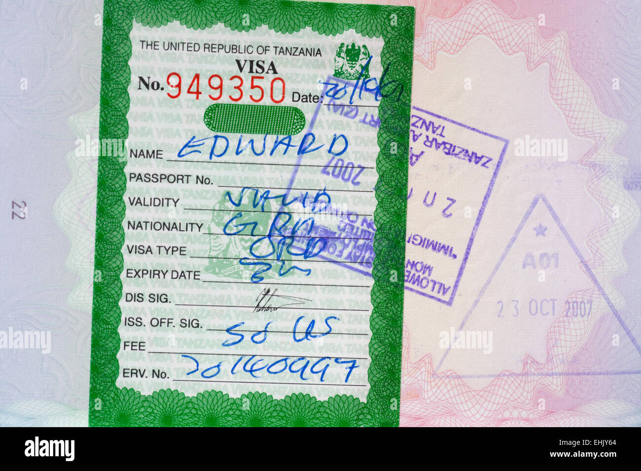 Passport stamps of tanzania hi-res stock photography and images - Alamy