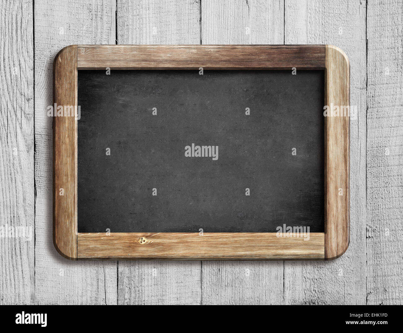 old chalkboard or blackboard on white wood Stock Photo Alamy