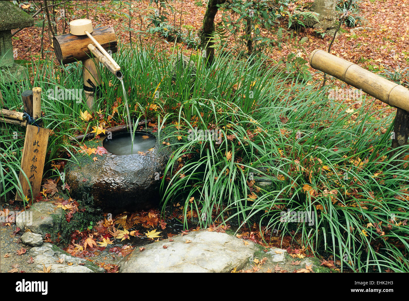A Japanese Fountain With A Bamboo Spout And Stone Basin Seems To Evoke A Sense Of Tranquility A Japanese Fountain With A Bamboo Spout And Stone Basin Seems To Evoke A Sense Of Tranquility