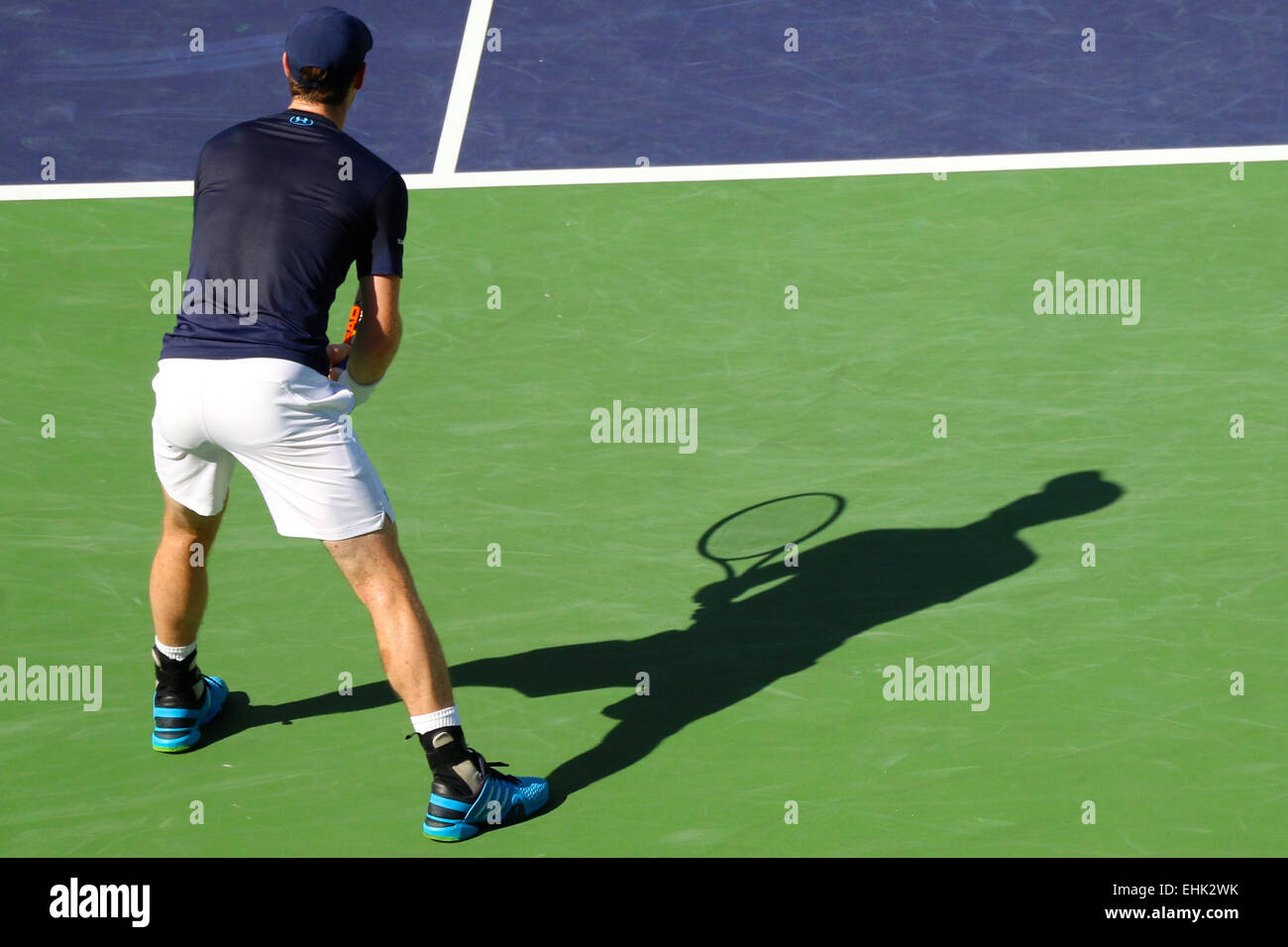 Indian Wells, California 14th March, 2015 British tennis player Andy Murray defeats Vasek Pospisil of Canada in the Mens Singles 2nd Round (score 6-1 6-3)