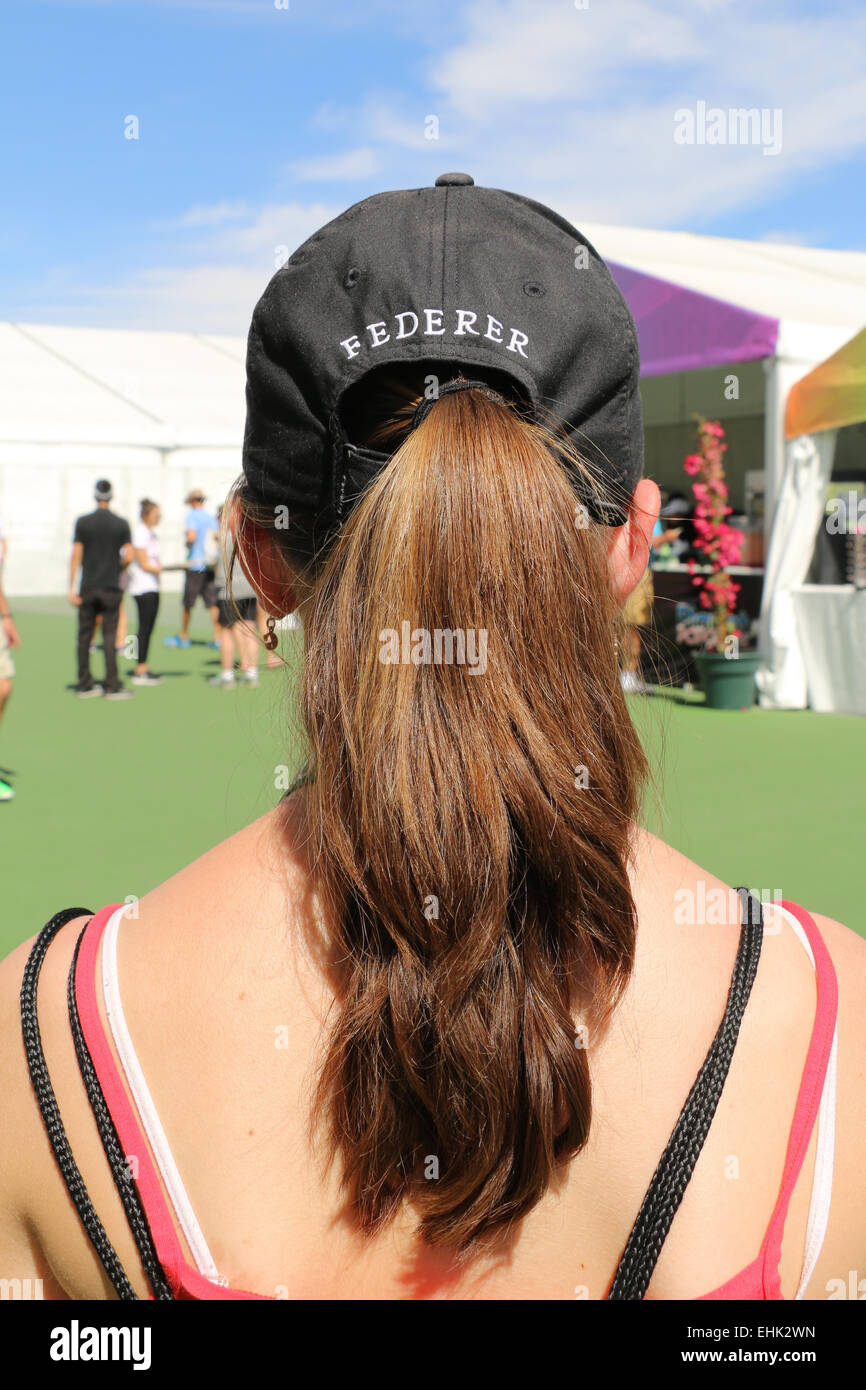 Indian Wells, California 14th March, 2015  A Roger Federer fan at the BNP Paribas Open. Credit: Lisa Werner/Alamy Live News Stock Photo