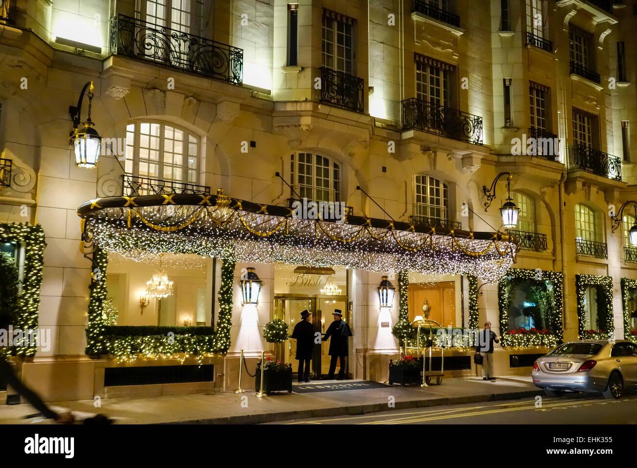 Christmas decorations at Hotel Le Bristol, Paris Stock Photo