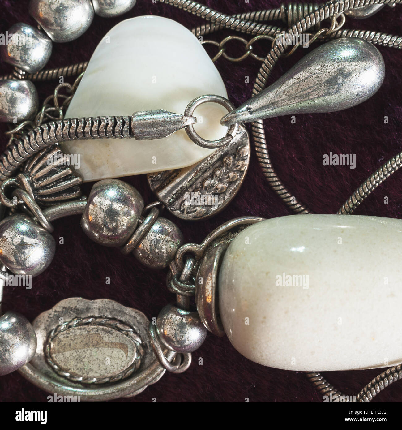 Imitation jewelry details, materials and design preview. Stock Photo