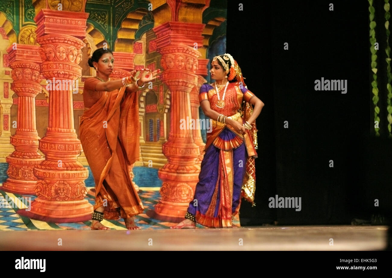 Padmaja Reddy perform Ramayana dance ballet to non stop Hanuman Chalisa on Hanuman Jayanthi on May 15,2012 in Hyderabad,India. Stock Photo