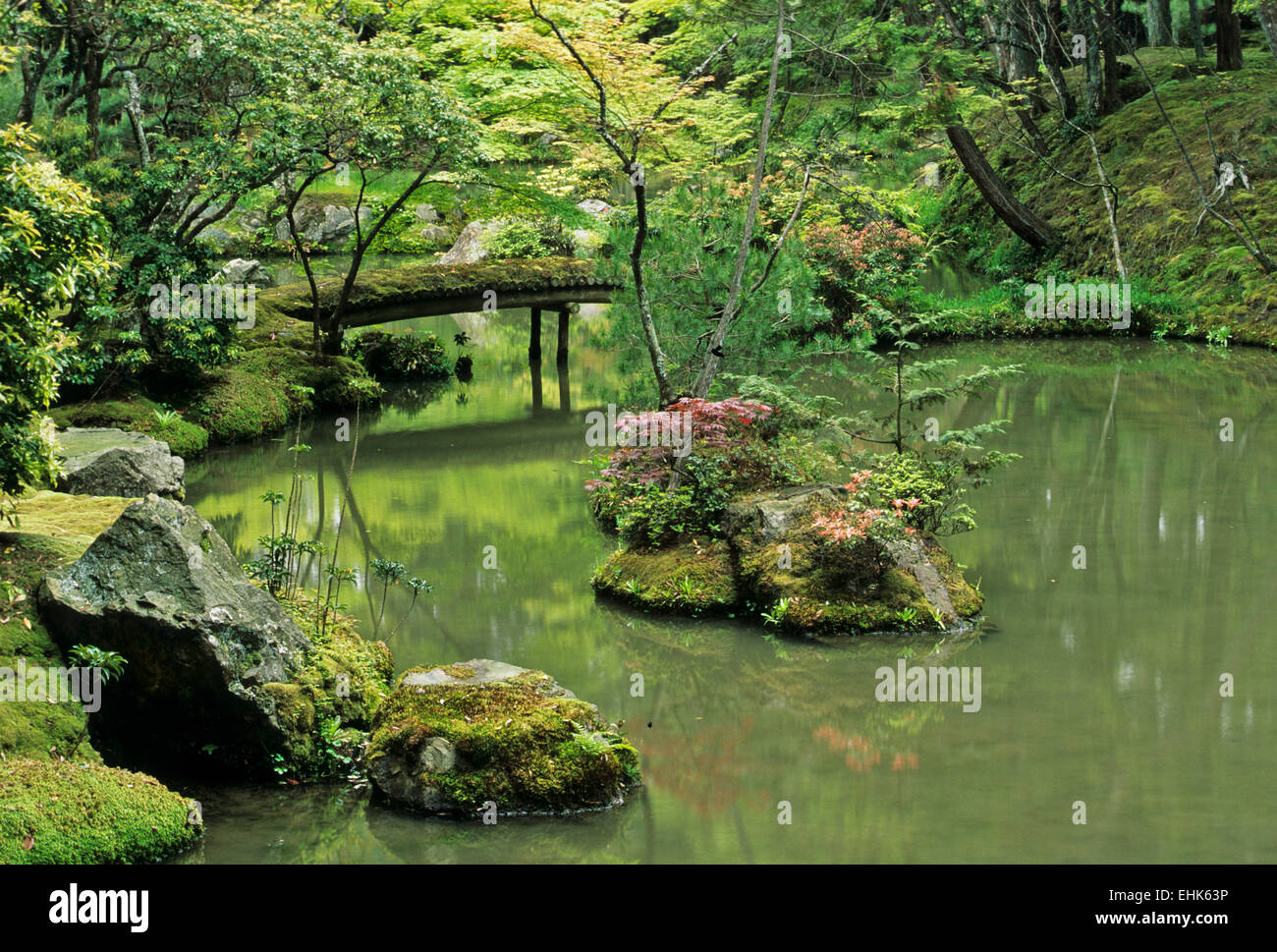 Saiho-ji, also known as Koka-dera, or the Moss Temple, is one of the  most venerable gardens in the Arashyama district of Kyoto. Stock Photo