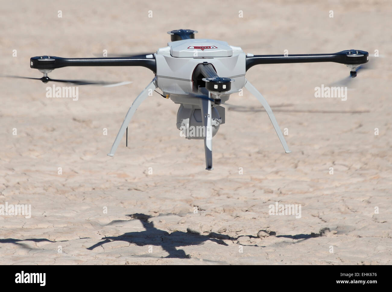 Eldorado Dry Lake, USA. 1st Mar, 2015. Drone pilots show the military grade drones take to the air drones during the first International Drone Day at the Eldorado dry lake bed east of Boulder City NV. 1st Mar, 2015. Photo by Gene Blevins/LA DailyNews/ZumaPress © Gene Blevins/ZUMA Wire/Alamy Live News Stock Photo