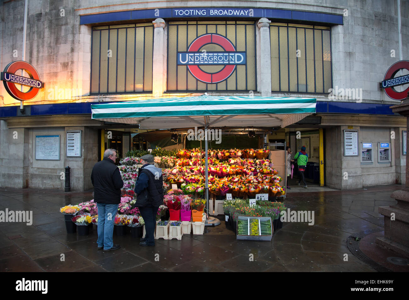 Flowers for sale outside Tooting Broadway Tube Station on Mothering Sunday Stock Photo Alamy