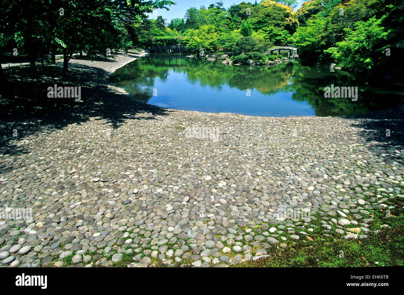The Sento Gosho is a large enclosed garden on the grounds of the Imperial Palace in the center of Kyoto. Stock Photo