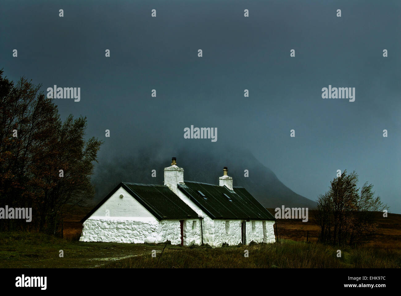 Glencoe Black Rock cottage Stock Photo