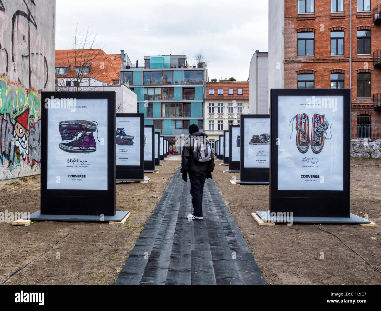 Berlin Converse Trainers Advertisement, Chucks shoes "made for you"  campaign, senior man walking on catwalk Stock Photo - Alamy