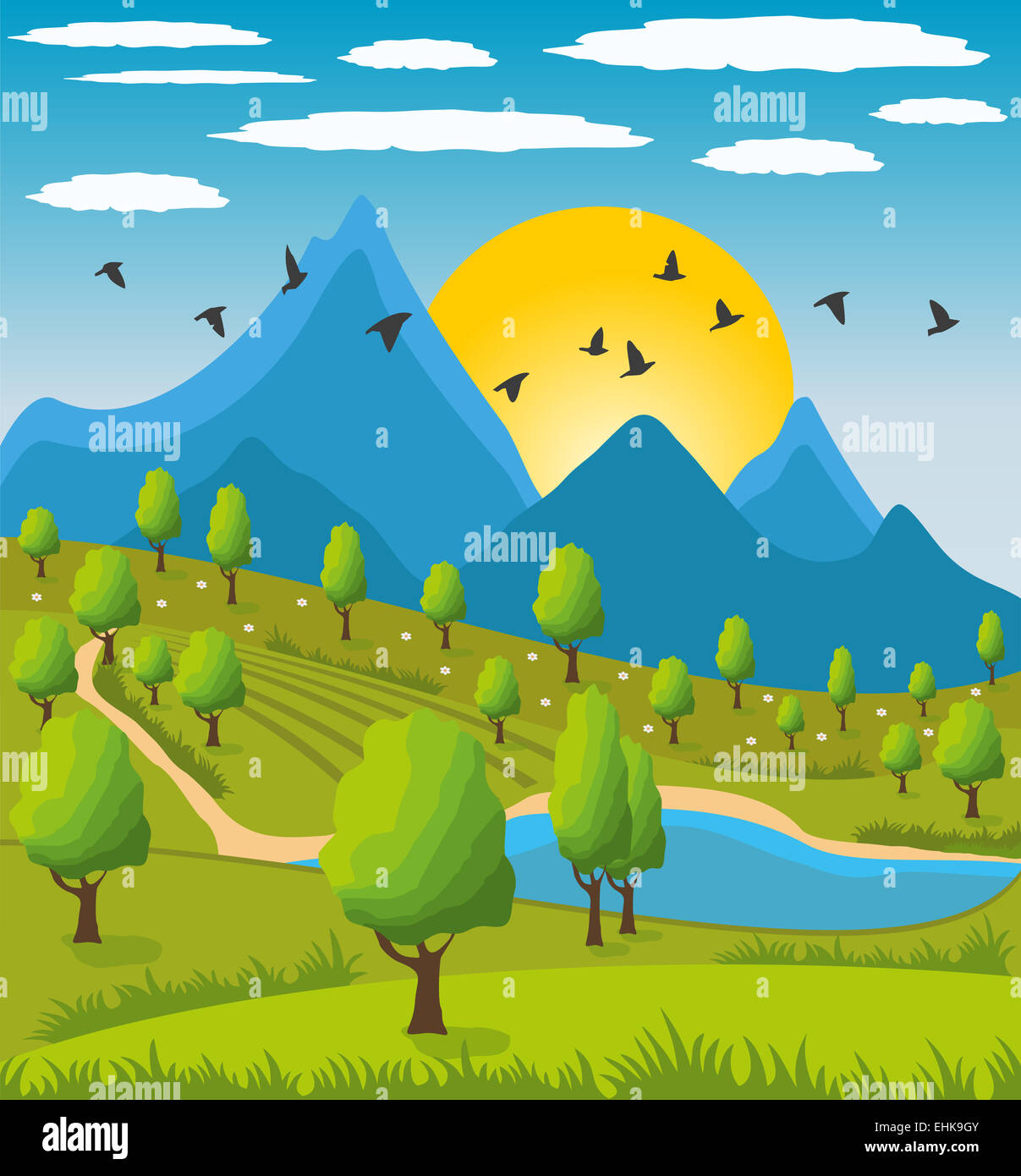 Beauty landscape with mountain background Stock Photo - Alamy