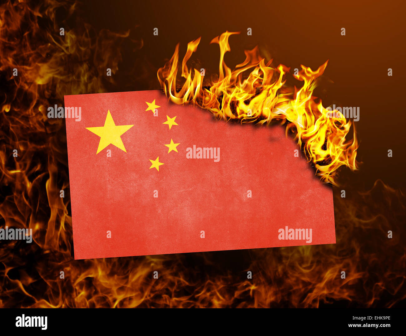 Chinese flag burning hi-res stock photography and images - Alamy
