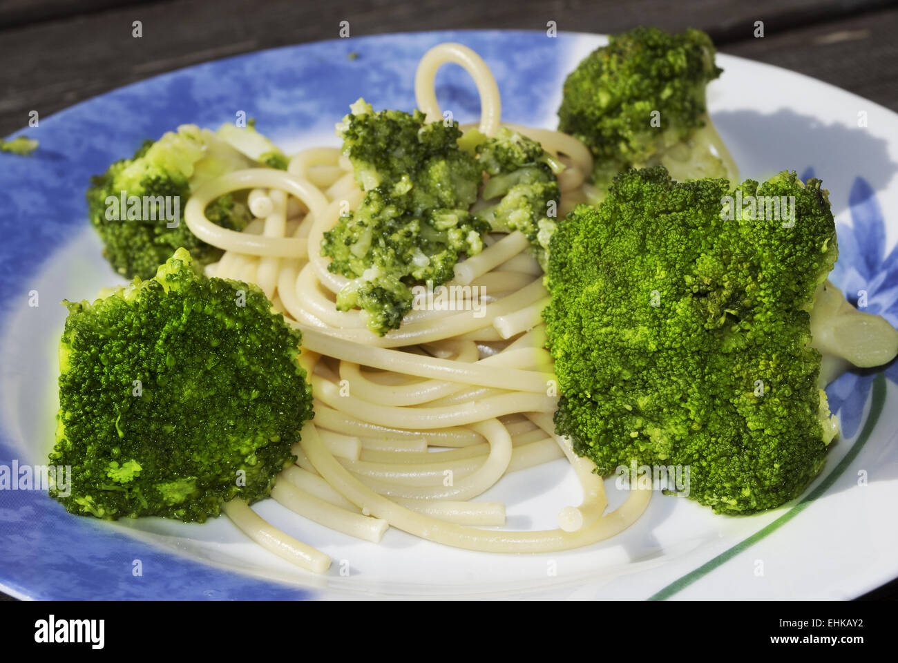 spaghetti with roman broccoli Stock Photo