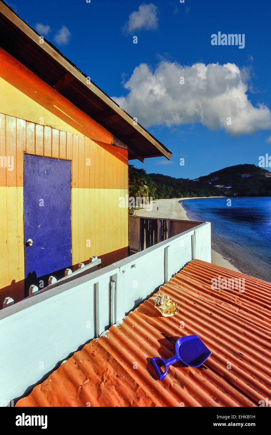Beach house. Morne Rouge Beach. Grenada. Grenadines. Caribbean. West Indies. Stock Photo