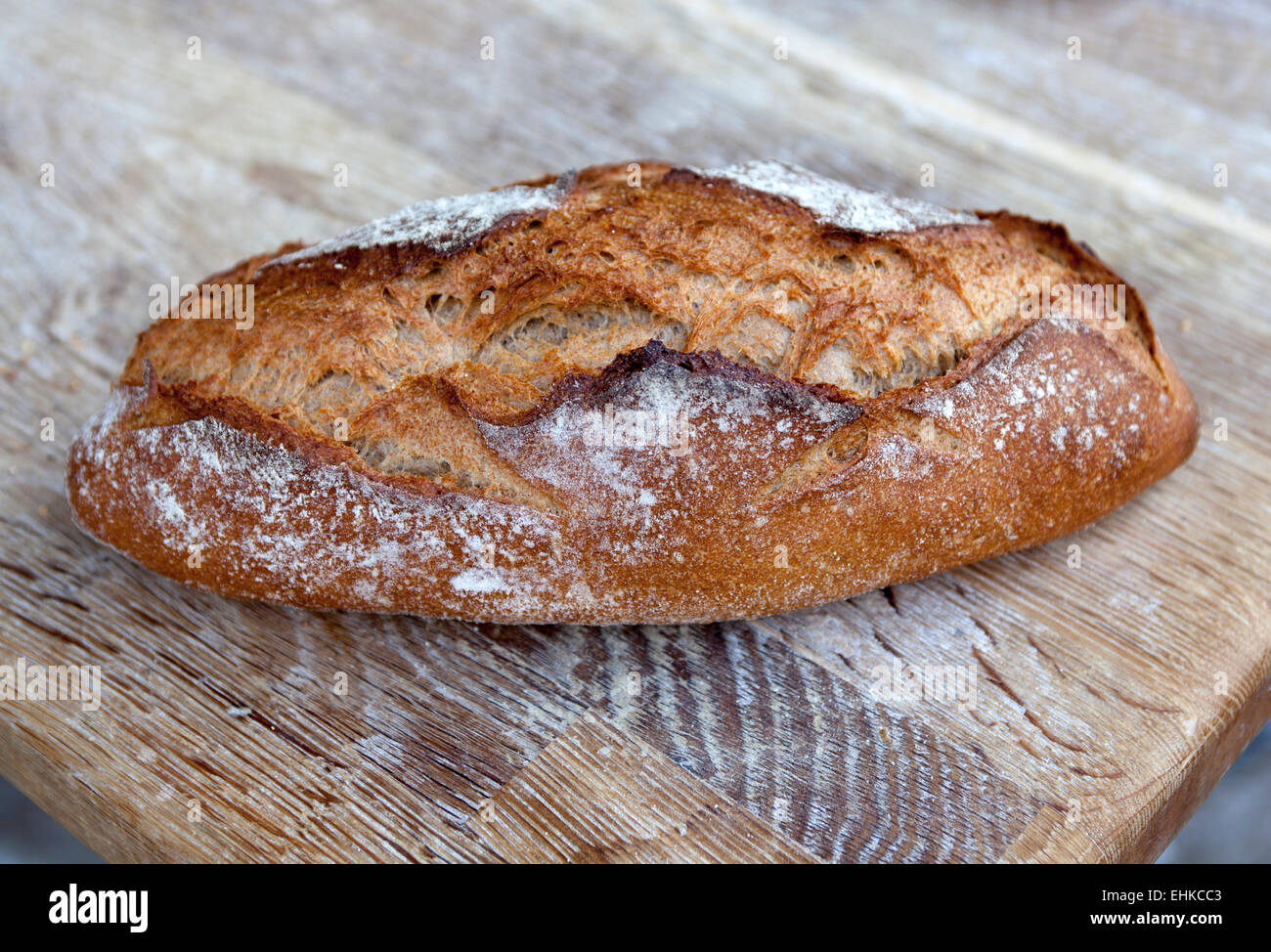 A loaf of freshly baked wholemeal bread Stock Photo