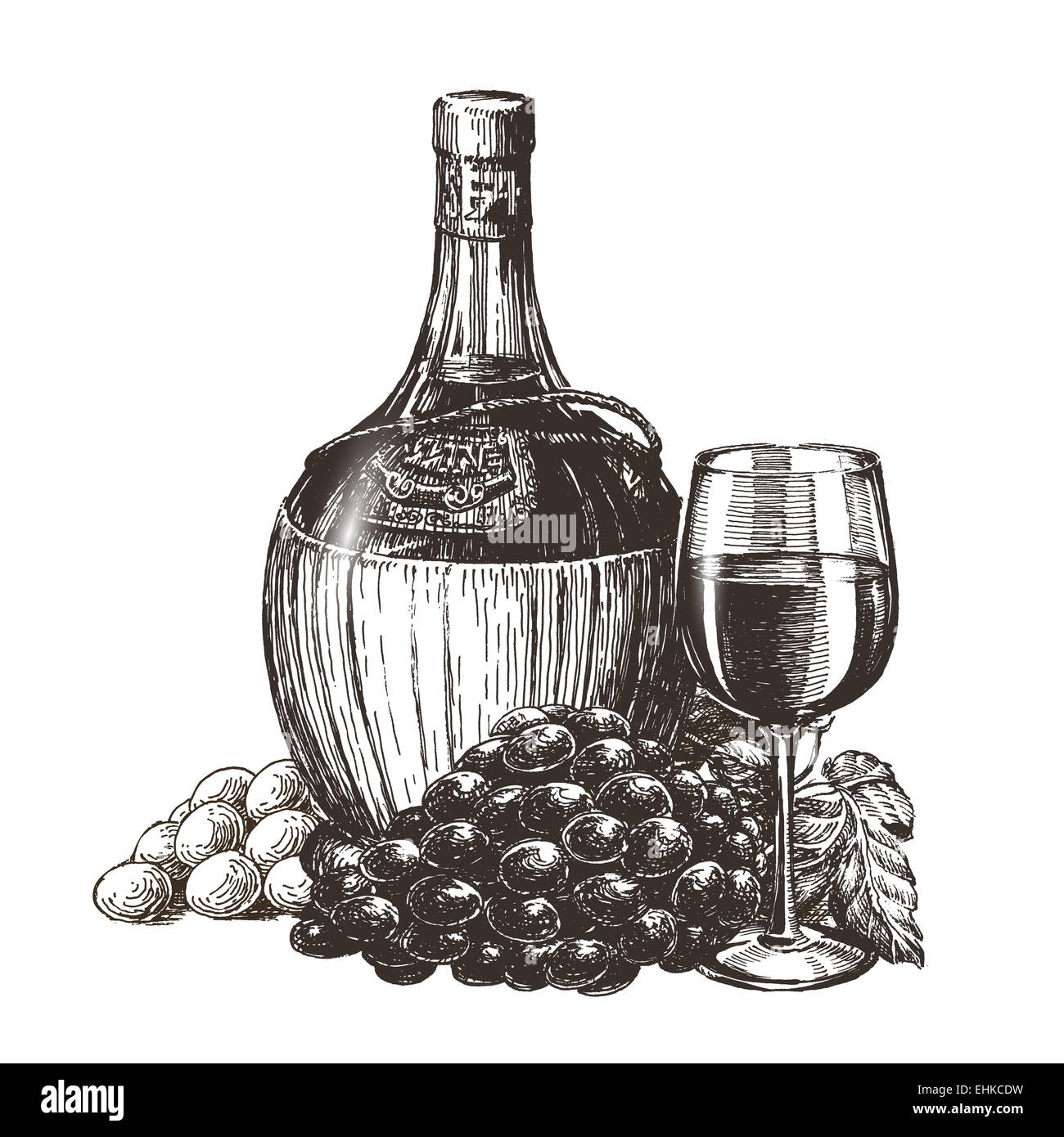 winemaking, wine on a white background. sketch Stock Photo