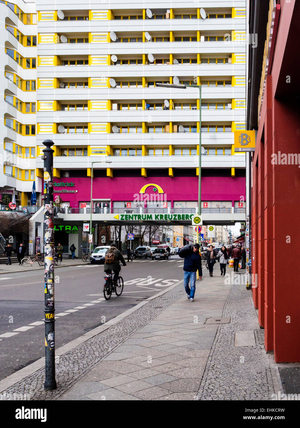 Zentrum Kreuzberg modern colorful apartment building and Berlin Street