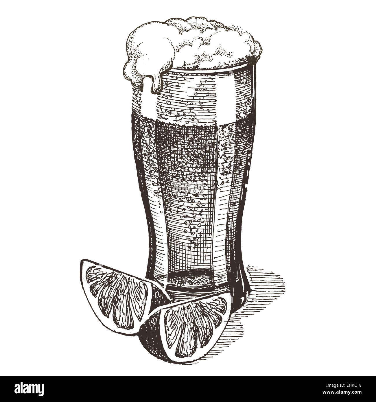glass of beer on a white background. sketch Stock Photo Alamy