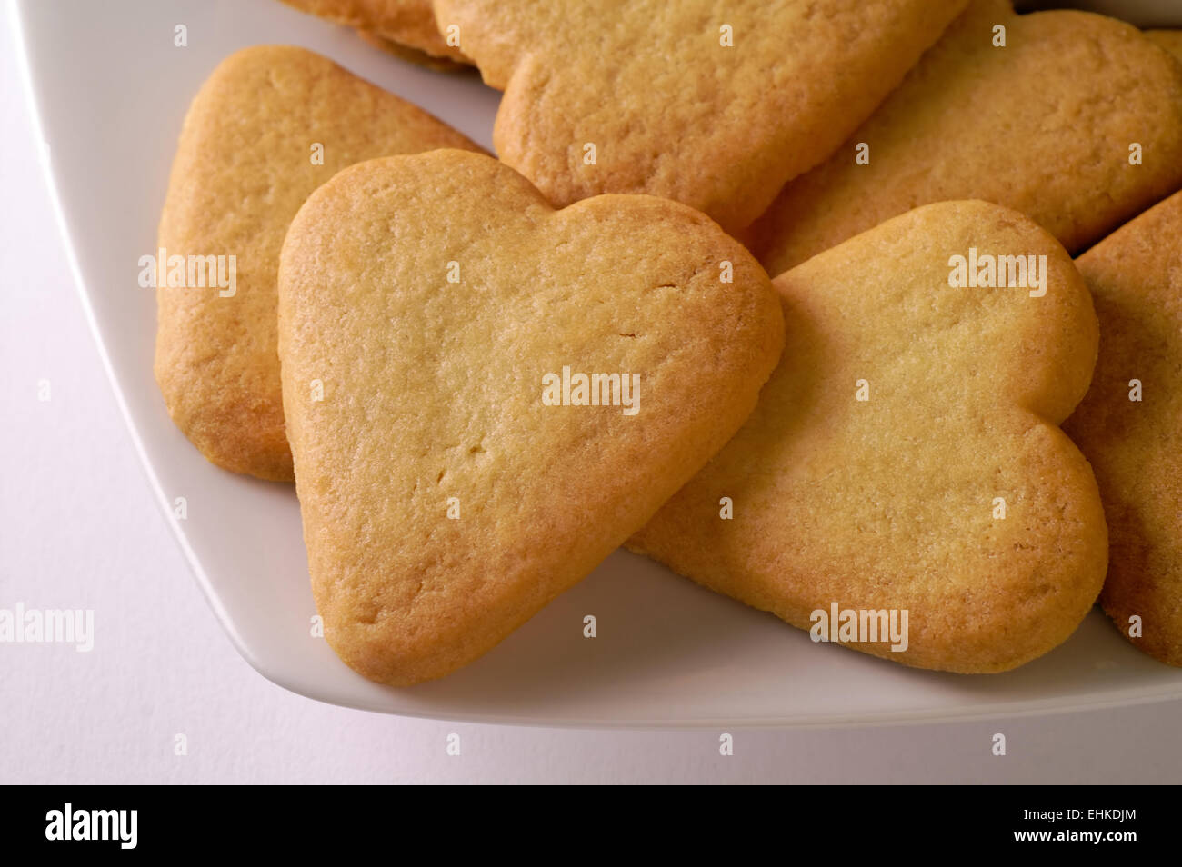 Heart shaped cookies in a dish Stock Photo