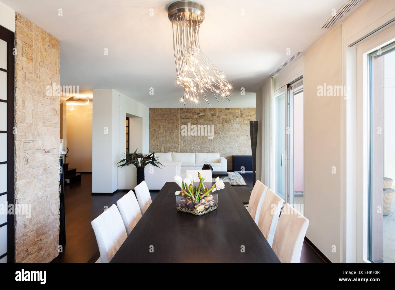 interior luxury apartment, beautiful dining room Stock Photo