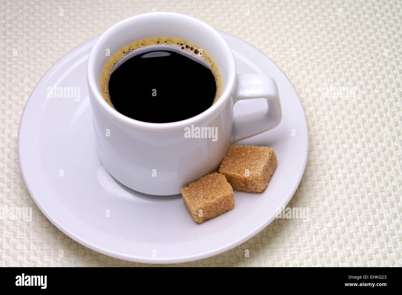 Coffee cup on linen background with clipping path Stock Photo