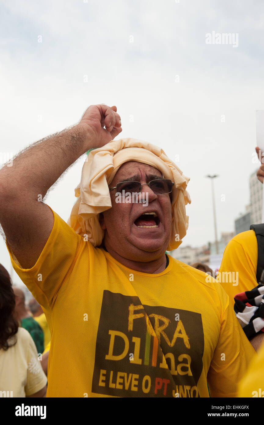 Rio De Janeiro, Brazil. 15th March, 2015. Anti-Government Protest In Rio De Janeiro Credit:  Sue Cunningham Photographic/Alamy Live News Stock Photo