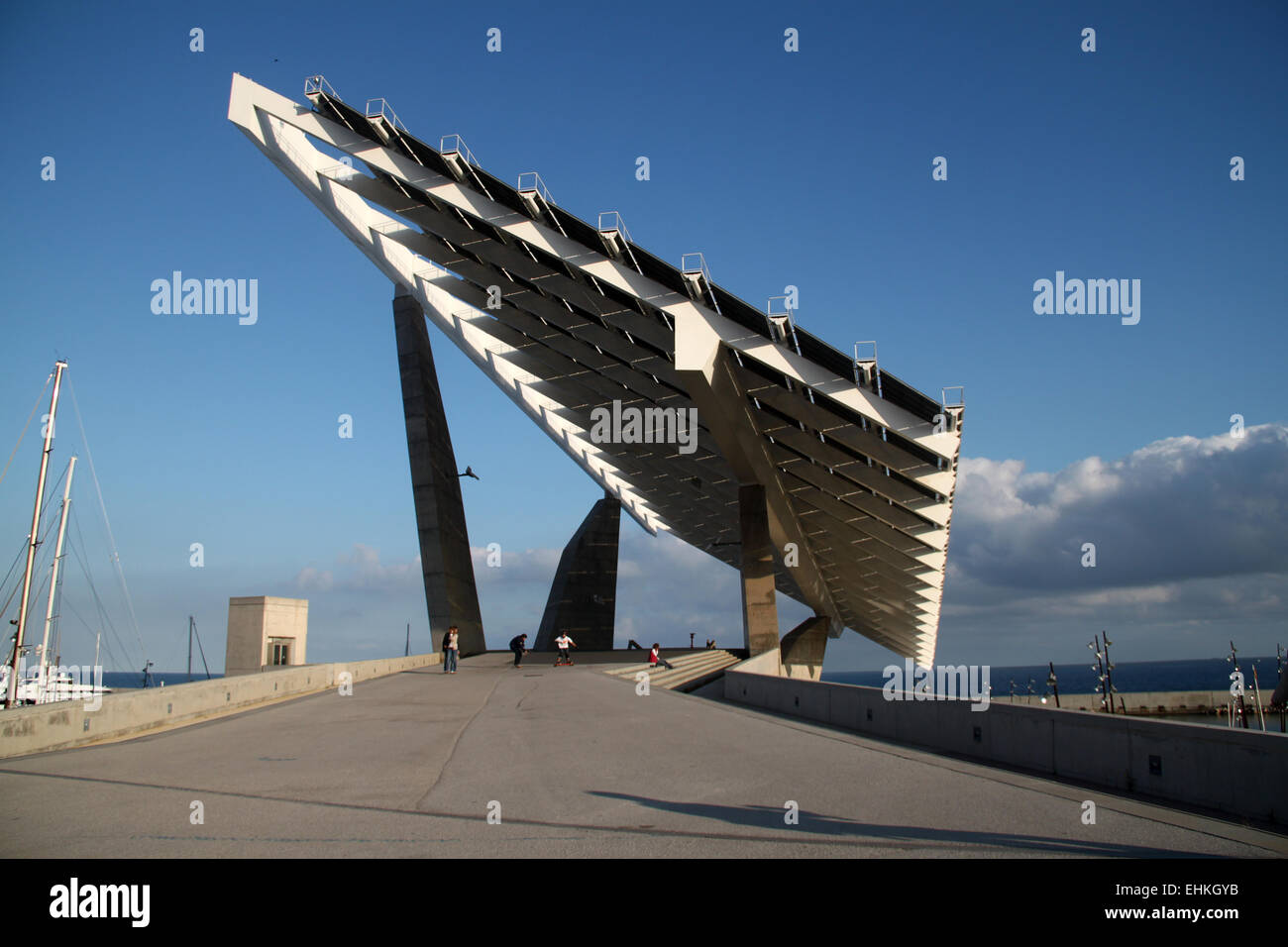 Huge photovoltaic cell in the Parc del Fòrum, Barcelona, Catalonia, Spain Stock Photo