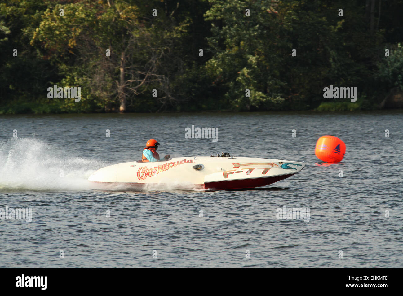 Vintage boat F77 named Barracuda. Rocky Fork Thunder. American Power
