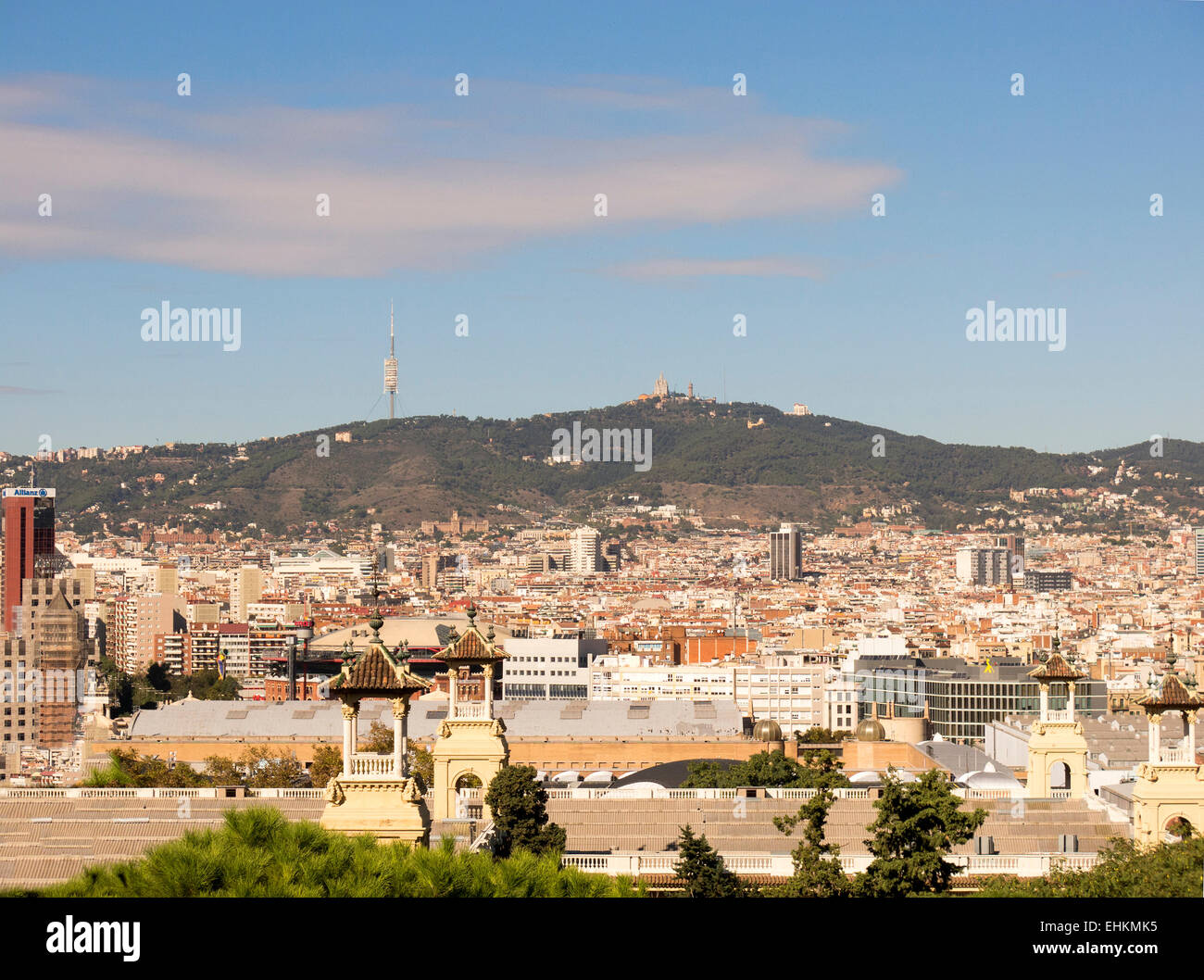 Skyline viewed from Montjuic District Barcelona Spain Stock Photo
