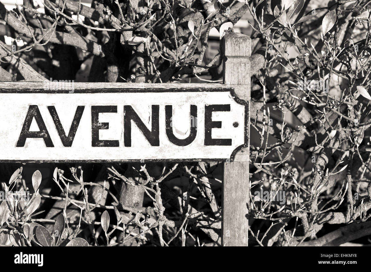 Black and white road name sign hi-res stock photography and images - Alamy