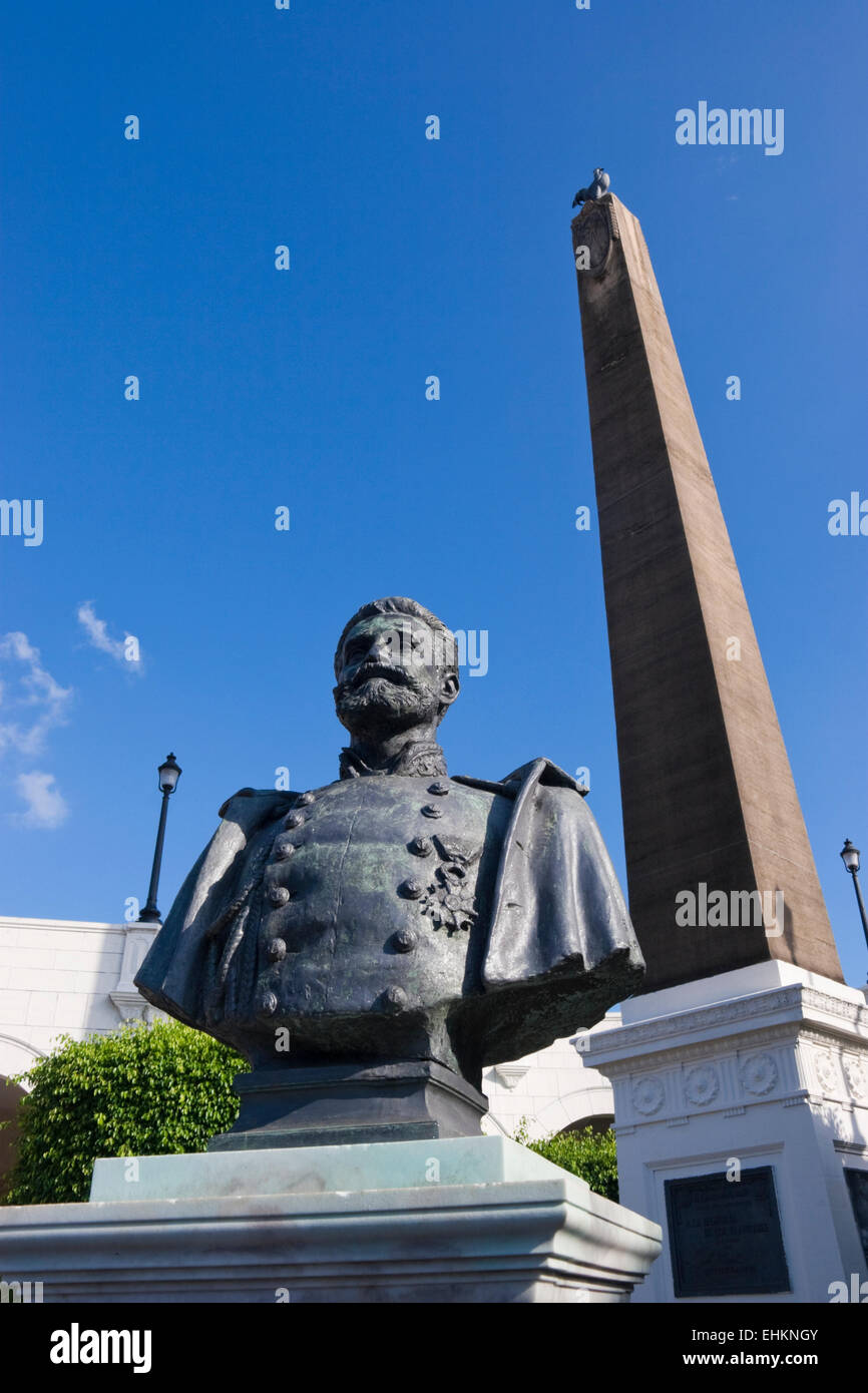 Armand Reclus bust, French Plaza, Old Quarter, Panama City, Republic of Panama, Central America Stock Photo