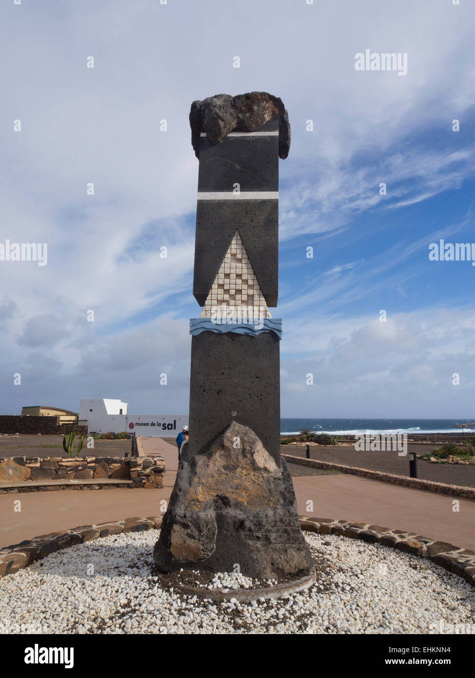 Museo de la Sal, Salt museum, and El Carmen Salt Pans, on sightseeing route in Fuerteventura Spain entrance, walkway, sculpture Stock Photo