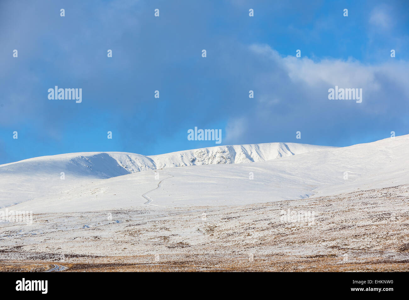 Snow covered Craigs of Loch Wharral, Glen Clova, Angus, Scotland Stock Photo