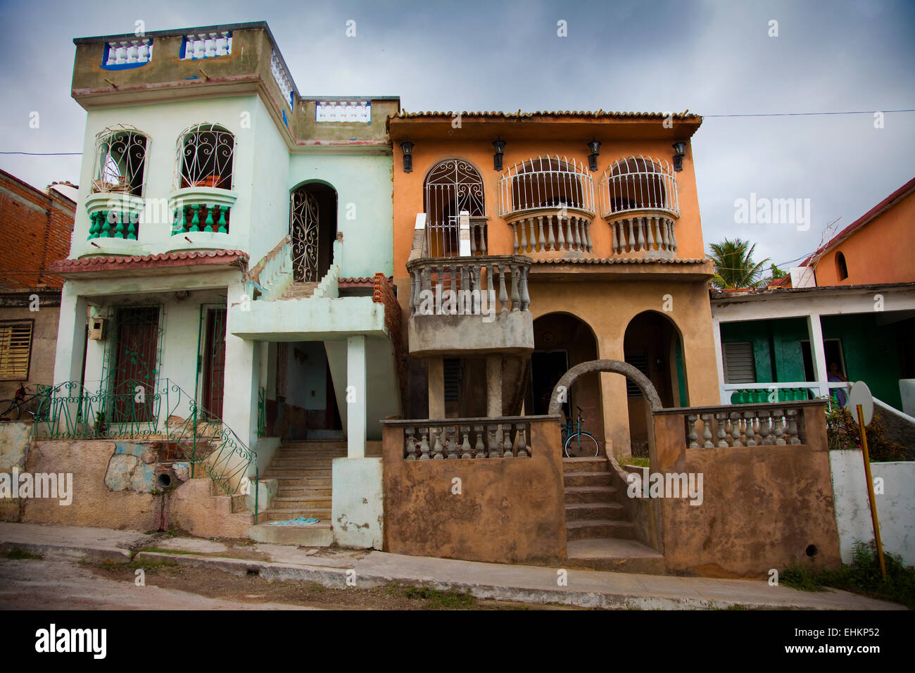 Crumbling housing in a poor area of Trinidad, Cuba Stock Photo