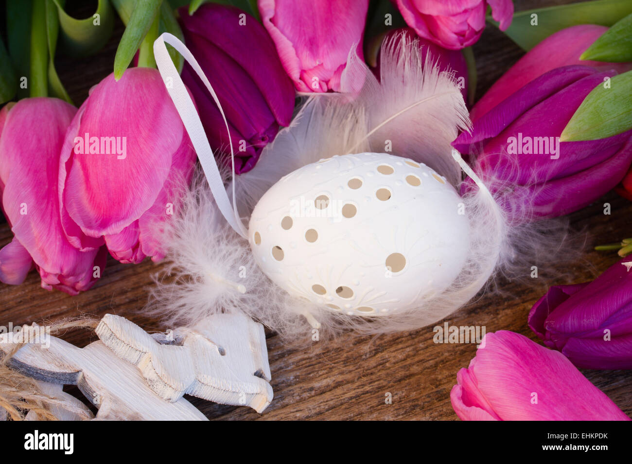 easter eggs and tulips Stock Photo - Alamy