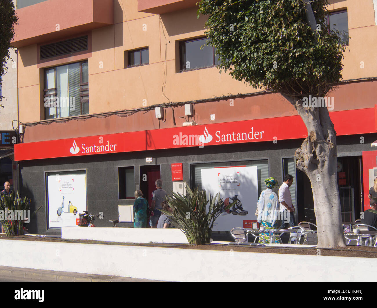 The Spanish Santander Bank branch office in Corralejo Stock Photo