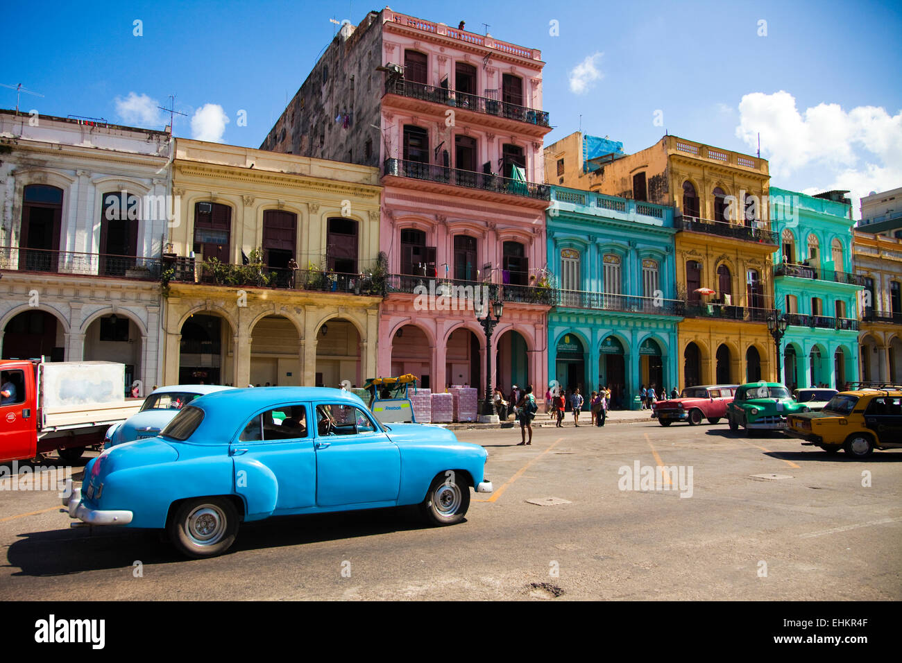 Classic car on the Paseo de Marti, Havana, Cuba Stock Photo
