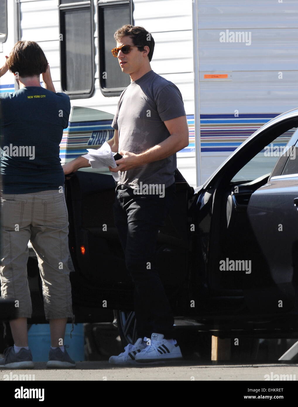 Andy Samberg Filming Brooklyn Nine Nine With New In Downtown Los Angeles Featuring Andy